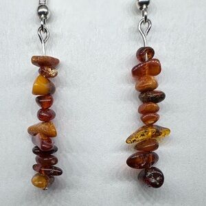 Amber earring Beaded Dangle handmade